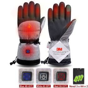 Winter Gloves 3M Cotton Heating Hand Warmer Electric Thermal Gloves Waterproof Snowboard Cycling Motorcycle Bicycle Ski Outdoor (Color: Heating gloves AA)