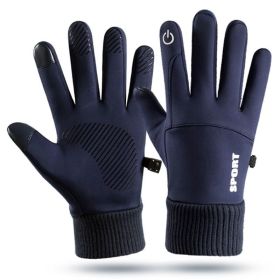 Men Winter Waterproof Cycling Gloves Outdoor Sports Running Motorcycle Ski Touch Screen Fleece Gloves Non-slip Warm Full Fingers (Color: B, size: L)