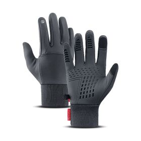 Winter Men Women Gloves Touch Cold Waterproof Motorcycle Cycle Gloves Male Outdoor Sports Warm Thermal Fleece Running Ski Gloves (Color: gray, size: XL)