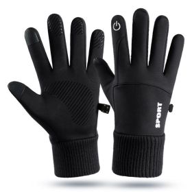 Men Winter Waterproof Cycling Gloves Outdoor Sports Running Motorcycle Ski Touch Screen Fleece Gloves Non-slip Warm Full Fingers (Color: A, size: M)