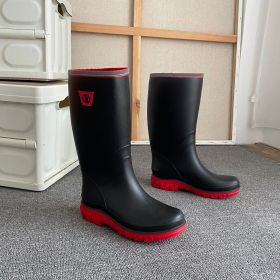 Men's Rain Boots Wear-resistant Waterproof Non-slip Knee High Rain Shoes For Outdoor Working Fishing (Color: Red, size: 6)