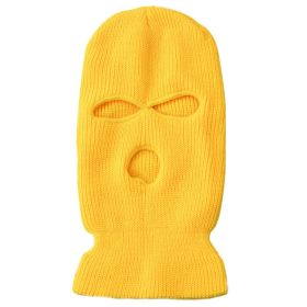 Army Tactical Mask 3 Hole Full Face Mask Ski Mask Winter Cap Balaclava Motorbike Motorcycle Helmet Full Helmet (Color: Yellow Balaclava)